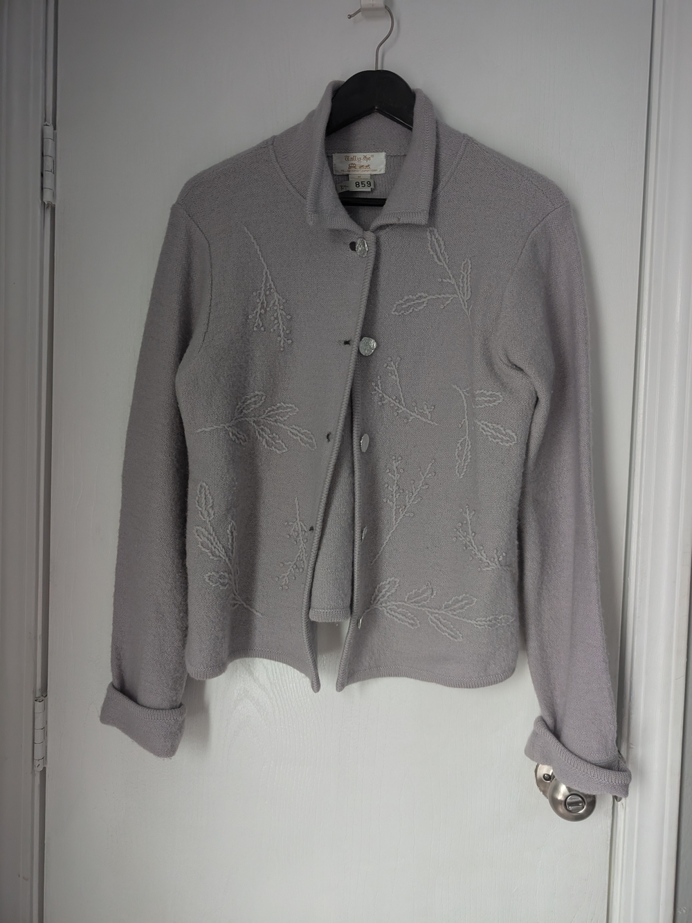 Tally Ho Light Gray Embroidered Button-Front Jacket